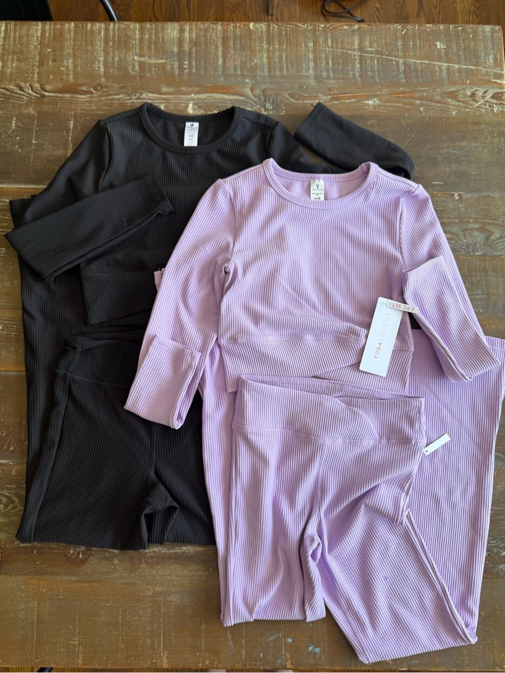Yogalicious Kids Ribbed Matching Set - Lavender & Black